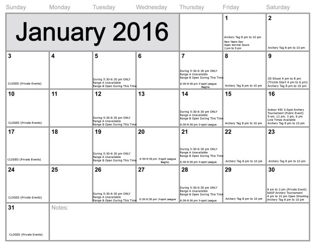 Archery Excellence calendar for January 2016! - Christ Bows Arrows ...